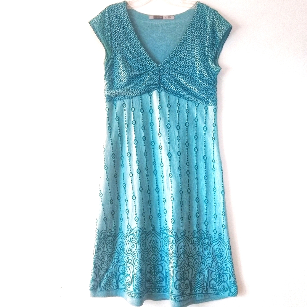 Athleta Turquoise Cotton Knit Sleeveless Dress M